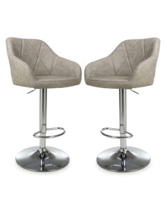 Serena Mink Leather Effect Bar Stools In Pair