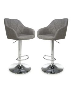 Serena Charcoal Leather Effect Bar Stools In Pair