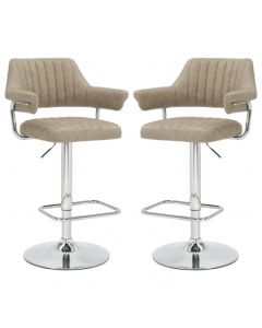 Cortez Mink Leather Effect Bar Stools In Pair