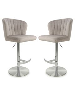 Sigma Mink Brushed Velvet Bar Stools In Pair