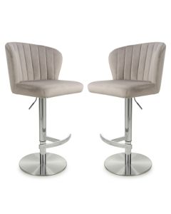 Sigma Mink Brushed Velvet Bar Stools In Pair