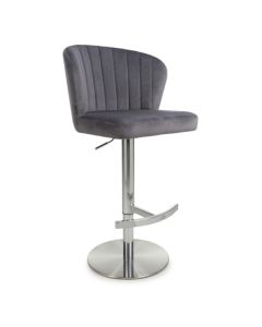 Sigma Brushed Velvet Bar Stool In Grey