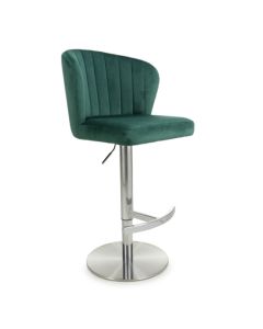 Sigma Brushed Velvet Bar Stool In Green