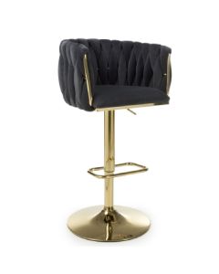 Bellaire Brushed Velvet Bar Stool In Black