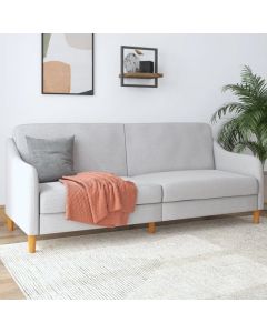 Jasper Linen Fabric Sofa Bed In Light Grey With Wooden Legs