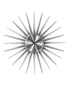 Veskeet Sunburst Design Wall Clock In Silver