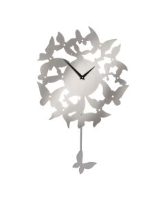 Veskeet Contemporary Butterfly Pendulum Wall Clock In Silver