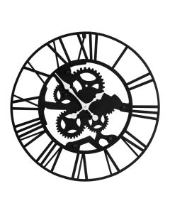 Genoza Metal Industrial Style Wall Clock In Black