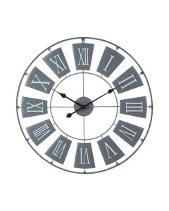 Genoza Large Metal Contemporary Wall Clock In Grey