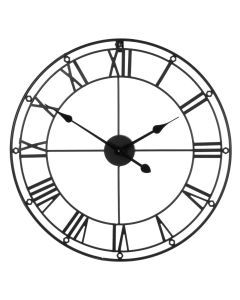 Genoza Metal Skeleton Design Wall Clock In Matt Black