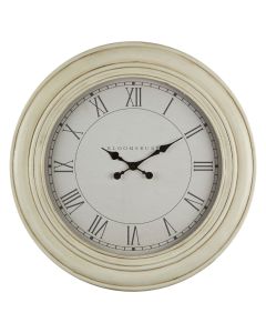 Ocarin Round Antique Style Wall Clock In Washed White