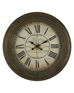 Ocarin Round Antique Style Wall Clock In Washed Grey