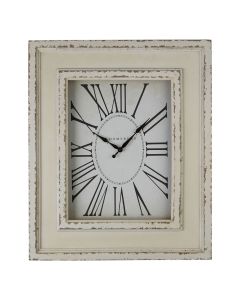Ocrina Rectangular Antique Style Wall Clock In Distressed White