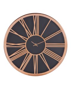 Baillie Round Vintage Design Wall Clock In Black And Rose Gold