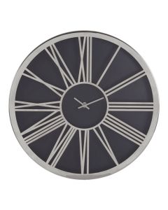 Baillie Round Vintage Design Wall Clock In Black And Chrome