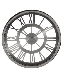 Baillie Round Skeleton Wall Clock In Chrome