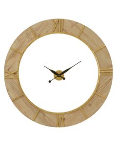 Yaxi Round Wooden Wall Clock In Natural And White