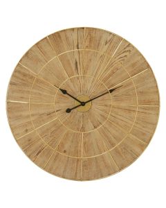 Yaxi Round Wooden Wall Clock In Natural