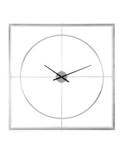 Trinity Square Metal Skeletal Frame Wall Clock In Silver