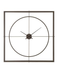 Trinity Square Metal Skeletal Frame Wall Clock In Rustic Copper