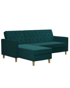 Liberty Velvet Sofa Bed In Green With Oak Legs