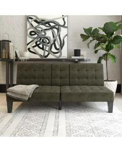Adalynn Convertible Futon Linen Fabric Sofa Bed In Grey