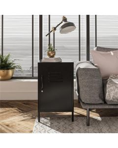 Mission District Metal End Table With 1 Door In Black