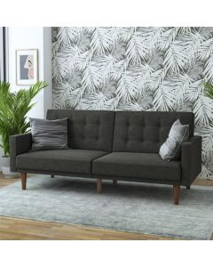 Wimberly Linen Fabric Futon Sofa Bed In Grey