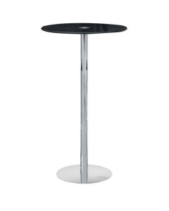Ashkelon Round Glass Top Bar Table In Black With Chrome Base