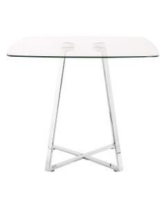 Metropolitan Square Clear Glass Top Dining Table With Chrome Iron Legs