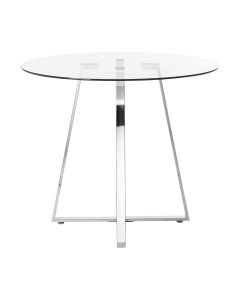Metropolitan Round Clear Glass Top Dining Table With Chrome Iron Legs