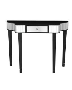 Clavier Mirrored Console Table In Black With 1 Drawer