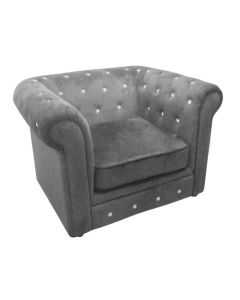 Brampton Chesterfield Velvet Upholstered Armchair In Charcoal Grey