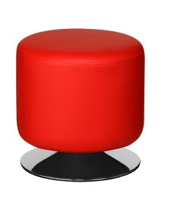 Cerika Faux Leather Cylinder Stool In Red