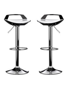 Cetron White And Black ABS Plastic Bar Stools In Pair