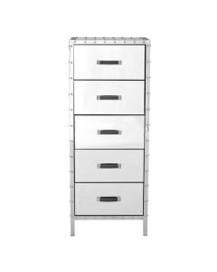 Reigate Mirrored Chest Of 5 Drawers With Stainless Steel Frame