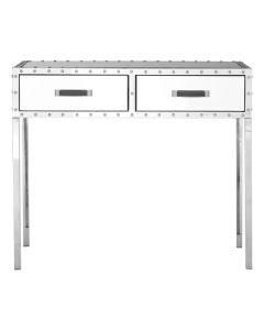Reigate Mirrored Console Table With 2 Drawers With Stainless Steel Frame