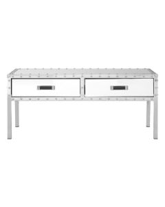 Reigate Mirrored Coffee Table With 2 Drawers With Stainless Steel Frame