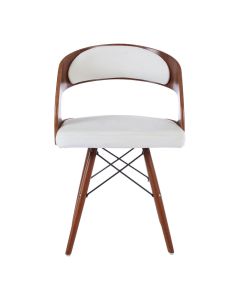 Treko White Faux Leather Bedroom Chair With Walnut Wooden Legs