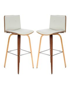 Bohena White Faux Leather Bar Stools In Pair