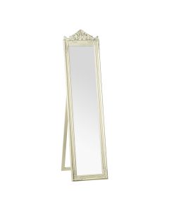 Boudoir Floor Standing Dressing Mirror In Cream Wooden Frame