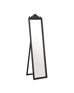 Boudoir Floor Standing Dressing Mirror In Matt Black Wooden Frame