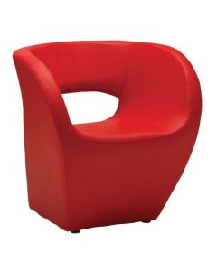Accra Leather Effect Armchair In Red