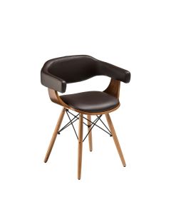Tenka Brown Faux Leather Bedroom Chair With Beech Wooden Legs