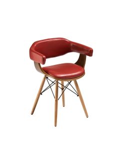 Tenka Red Faux Leather Bedroom Chair With Beech Wooden Legs