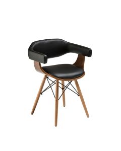 Tenka Black Faux Leather Bedroom Chair With Beech Wooden Legs