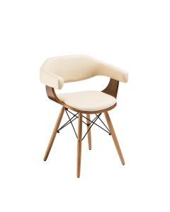 Tenka Cream Faux Leather Bedroom Chair With Beech Wooden Legs