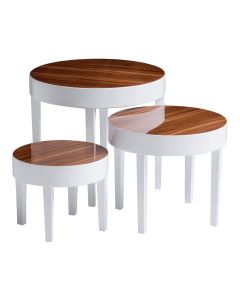 Mortiz White High Gloss Nest Of 2 Tables In Pear Wood With Pine Legs