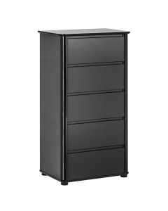 Mortiz Tall Wooden Chest Of 5 Drawers In Black High Gloss