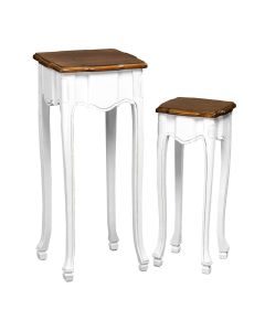 Serena Wooden Set Of 2 Side Tables In Chic White